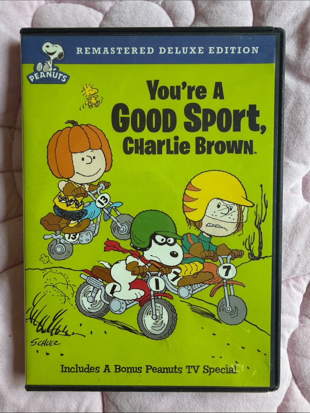 Peanuts DVD — Neon Green Cover with Multicolor Characters